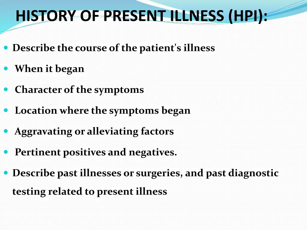 history of present illness hpi