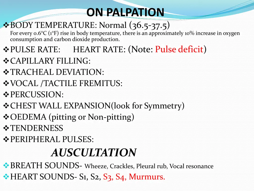 on palpation