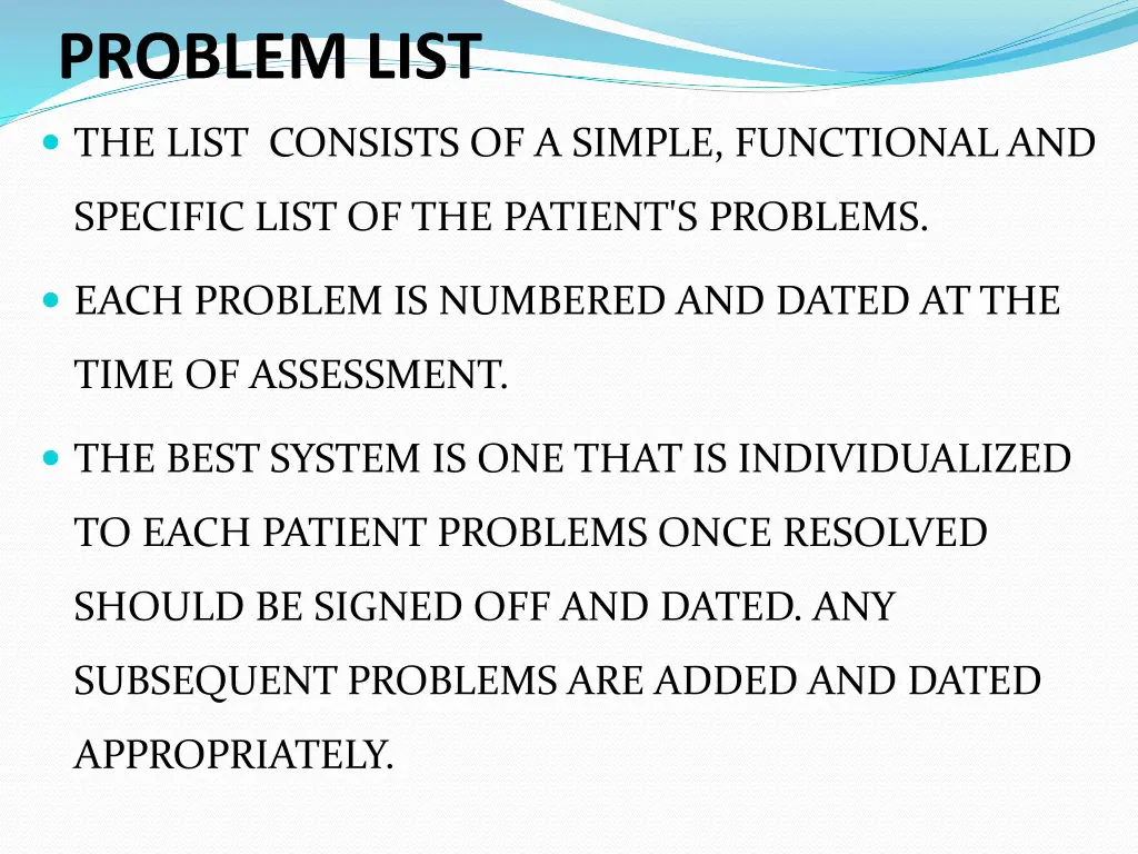 problem list