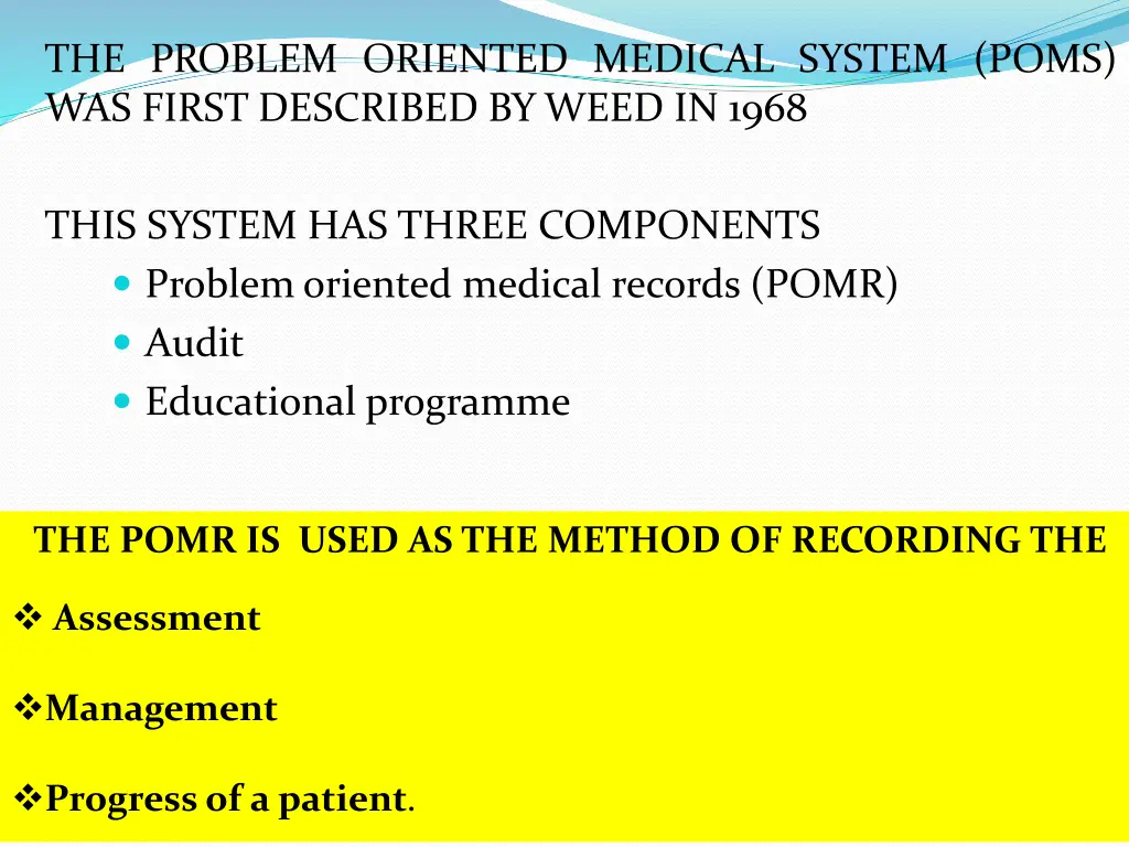 the problem oriented medical system poms