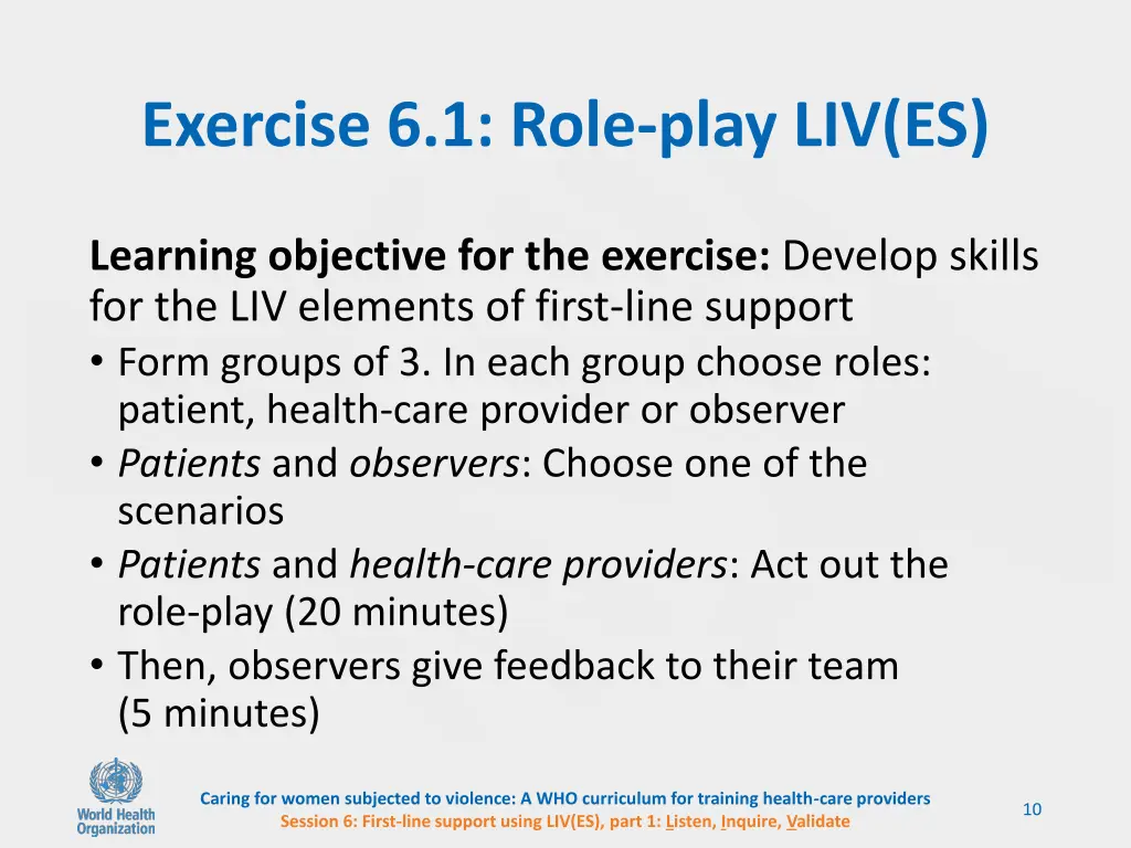 exercise 6 1 role play liv es