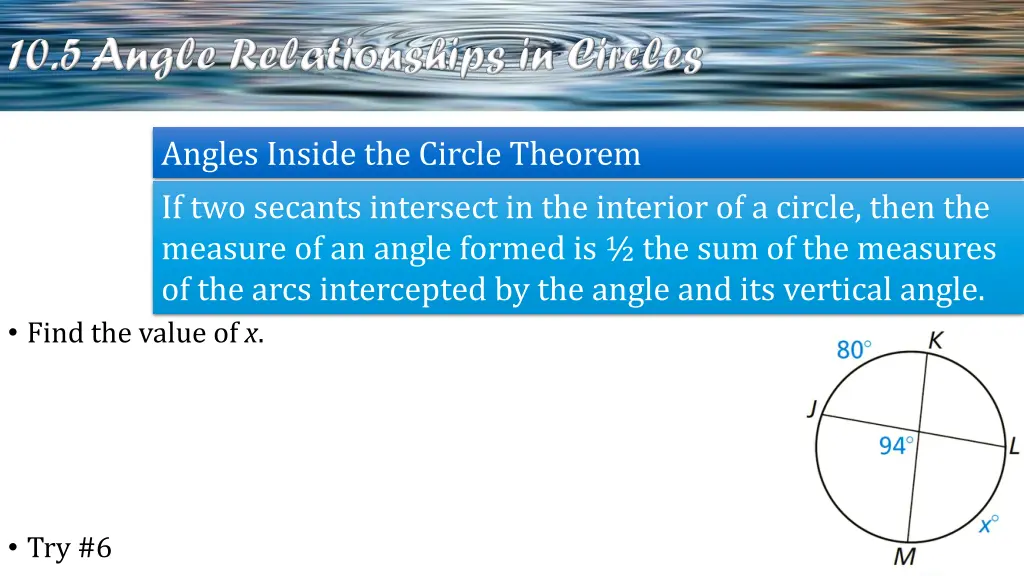 angles inside the circle theorem