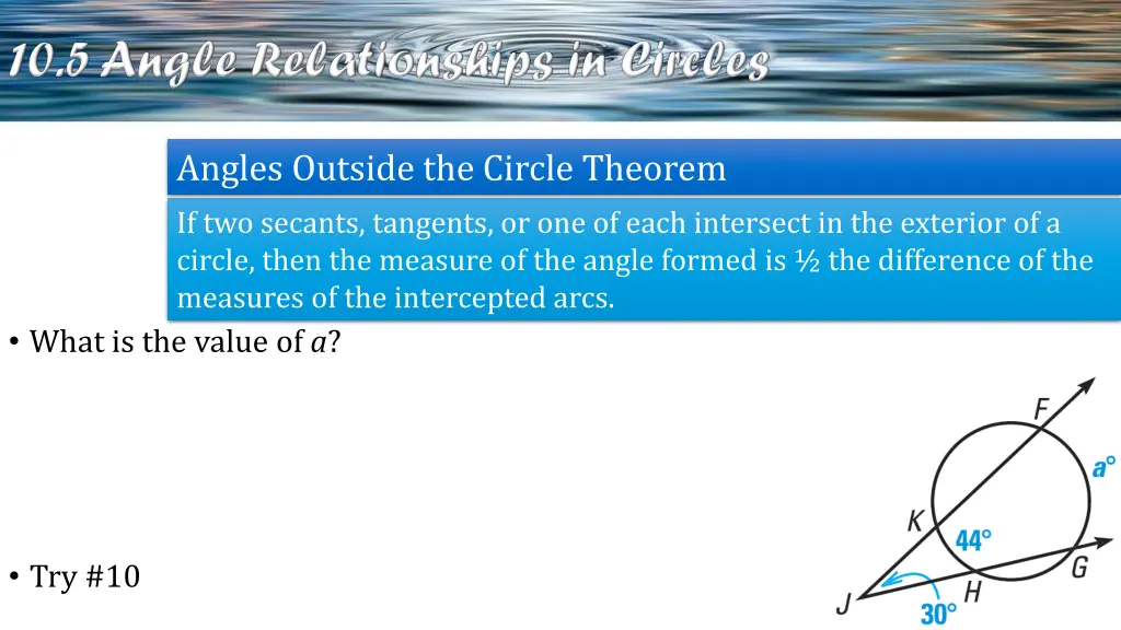 angles outside the circle theorem