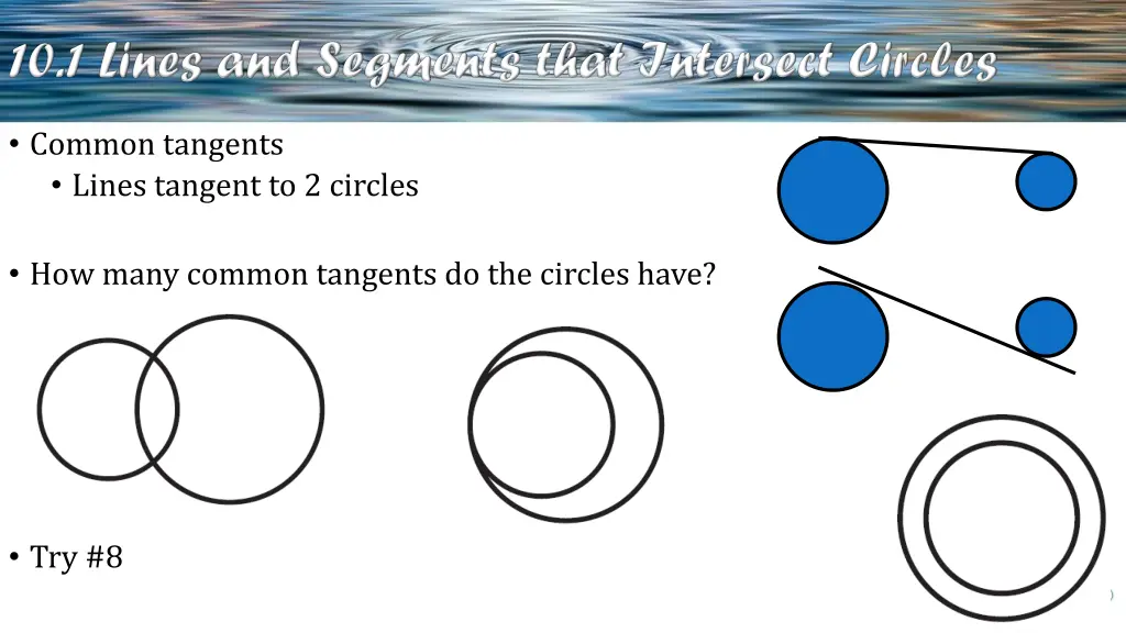 common tangents lines tangent to 2 circles