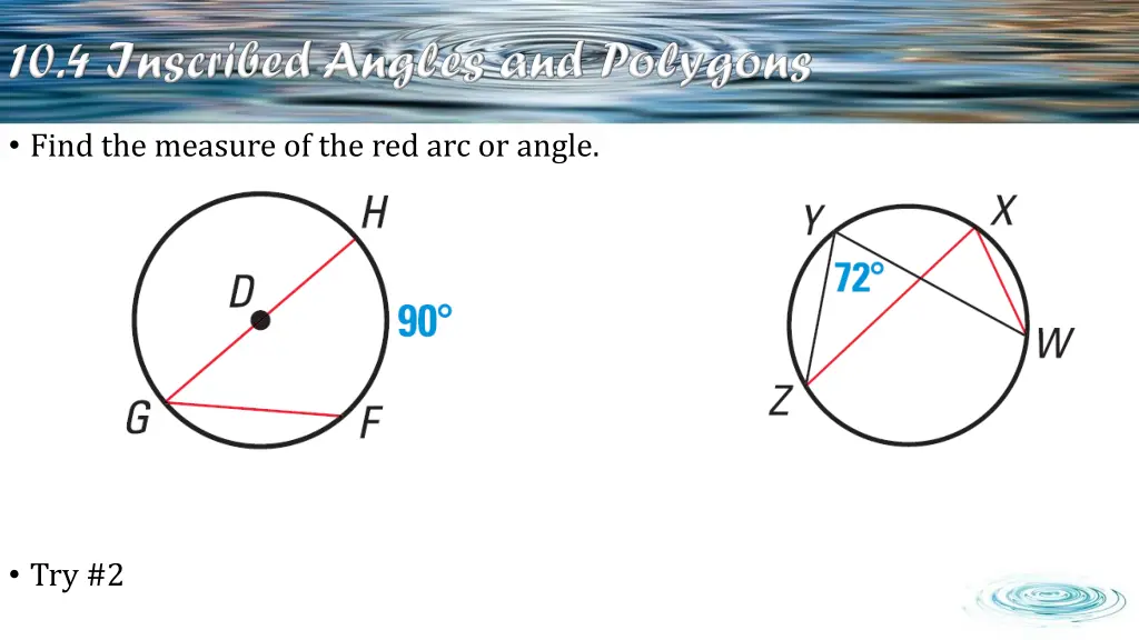 find the measure of the red arc or angle