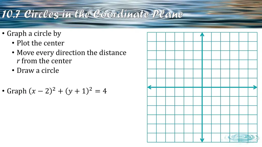 graph a circle by plot the center move every