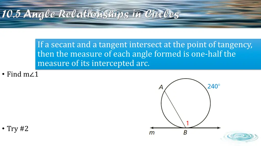 if a secant and a tangent intersect at the point