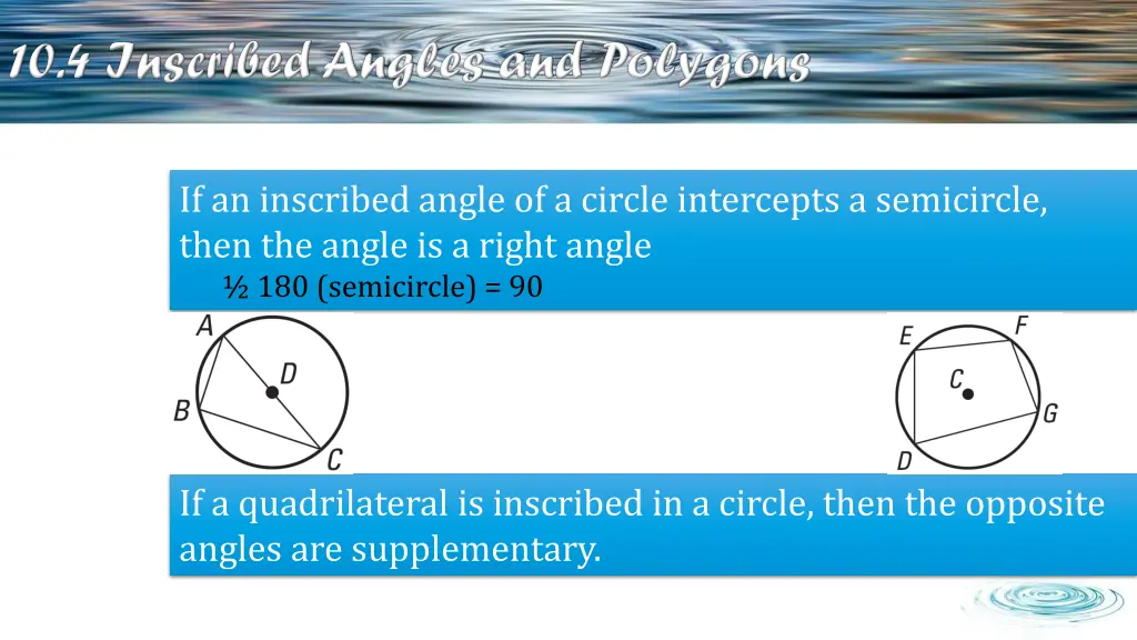 if an inscribed angle of a circle intercepts