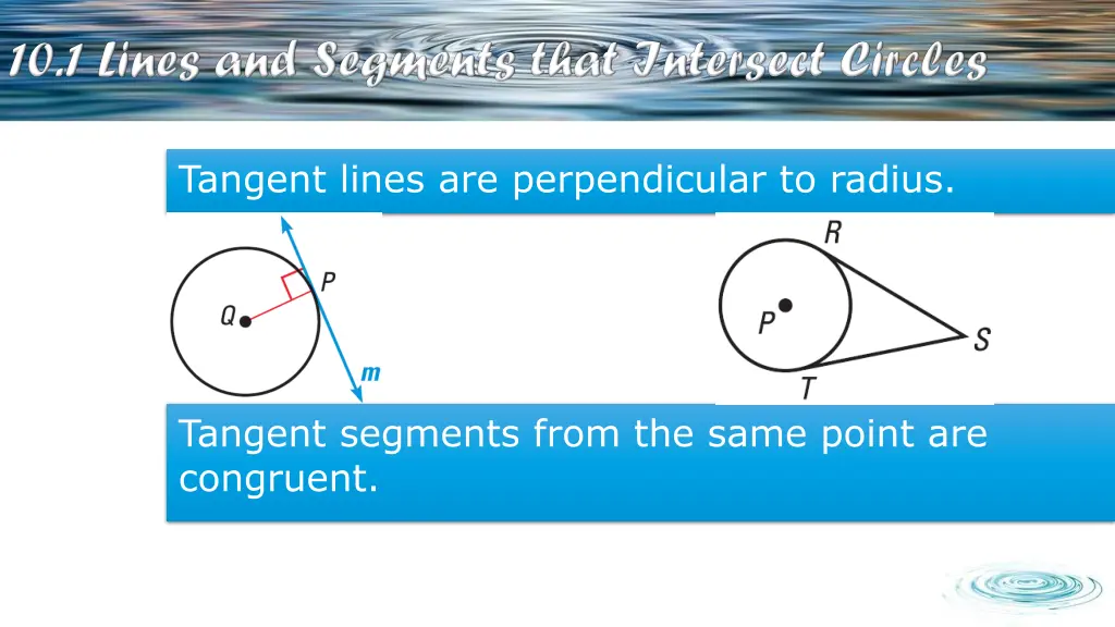 tangent lines are perpendicular to radius