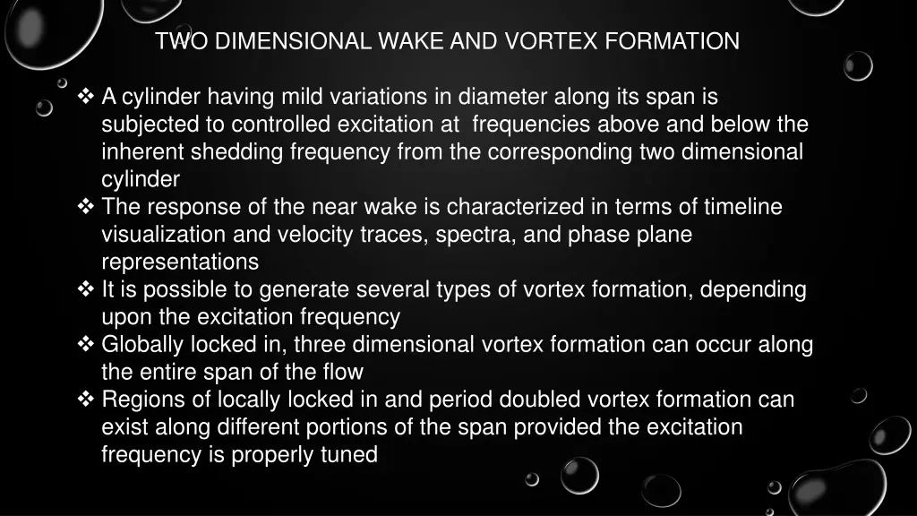 two dimensional wake and vortex formation