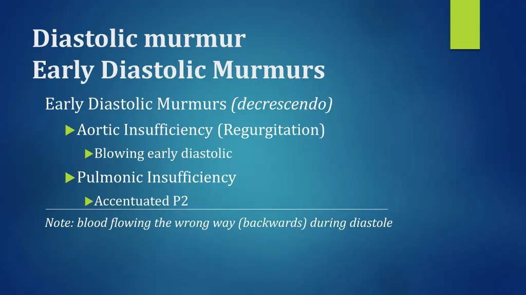 diastolic murmur early diastolic murmurs early