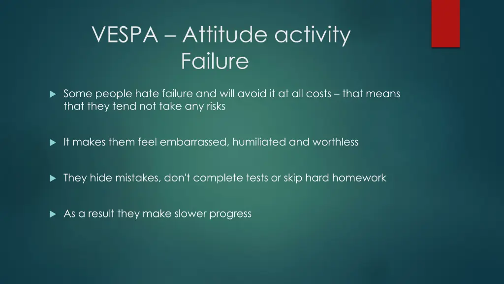 vespa attitude activity failure