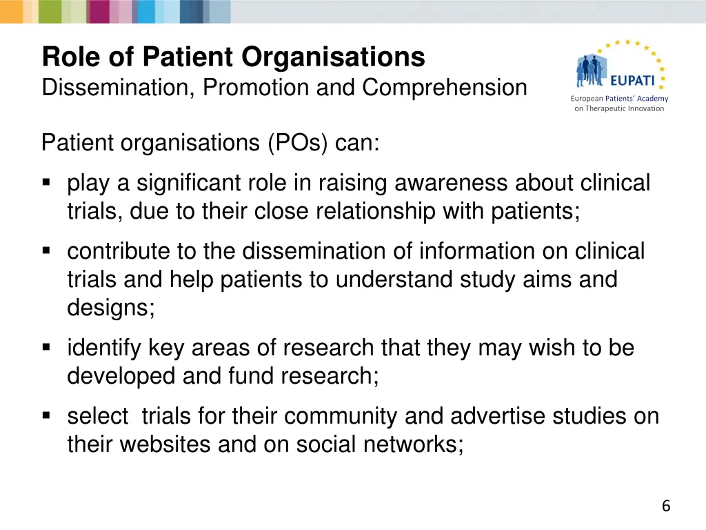 role of patient organisations dissemination