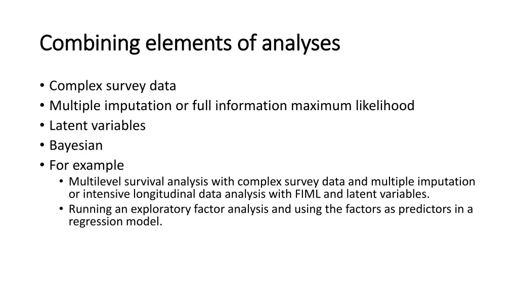 combining elements of analyses combining elements