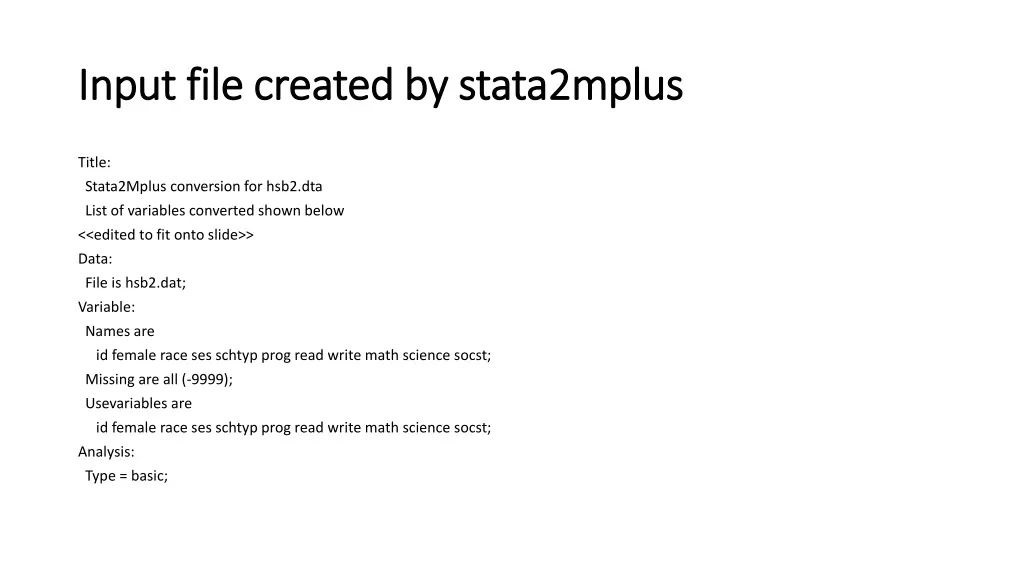 input file created by stata2mplus input file