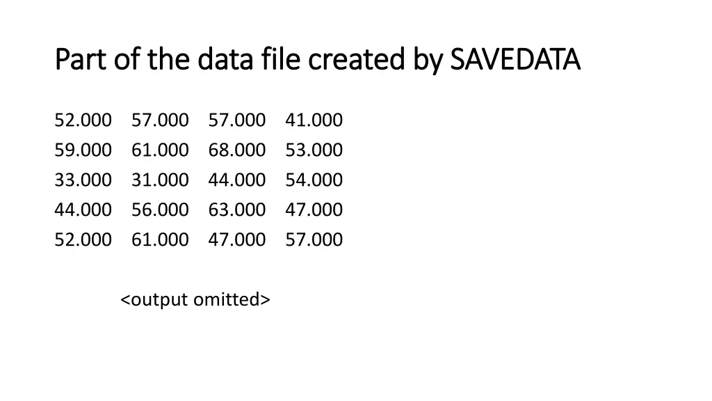 part of the data file created by savedata part