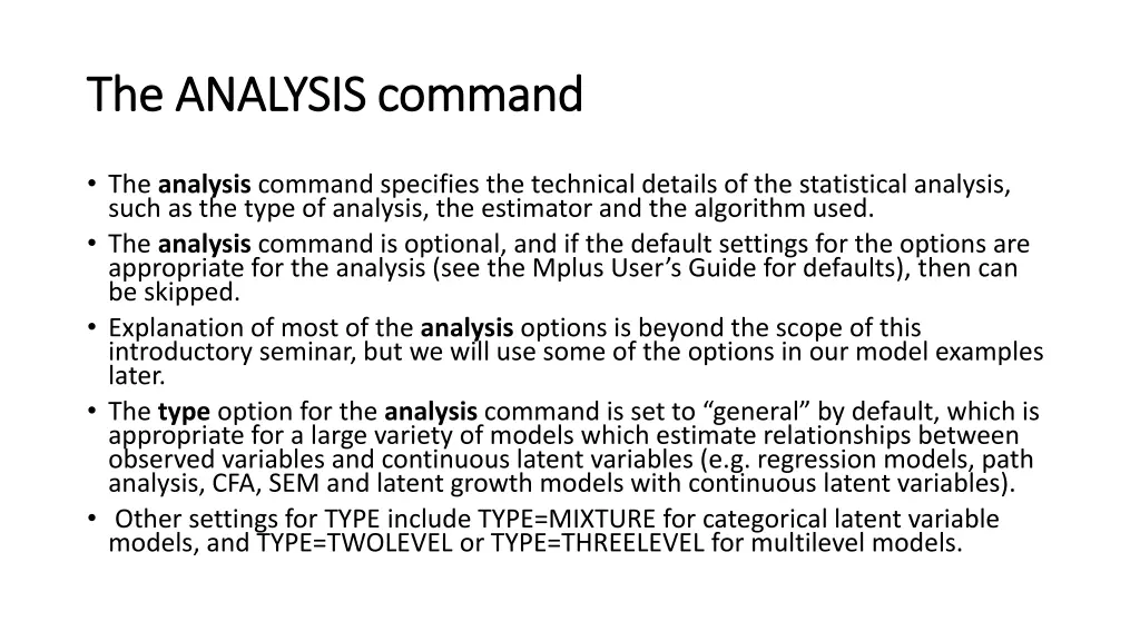 the analysis command the analysis command