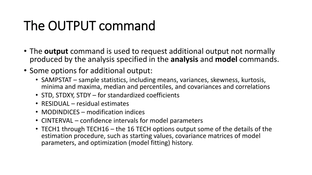 the output command the output command