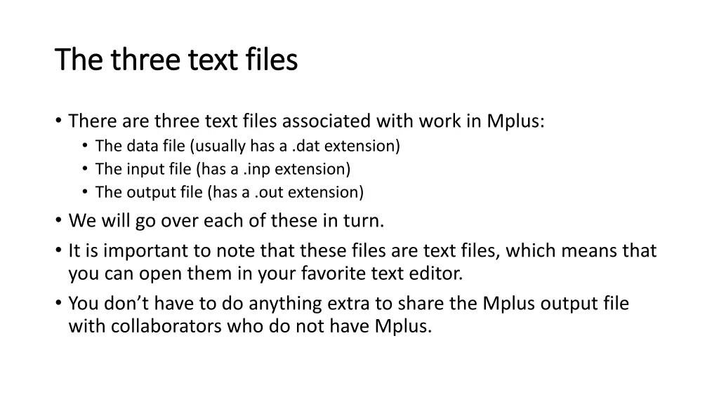 the three text files the three text files