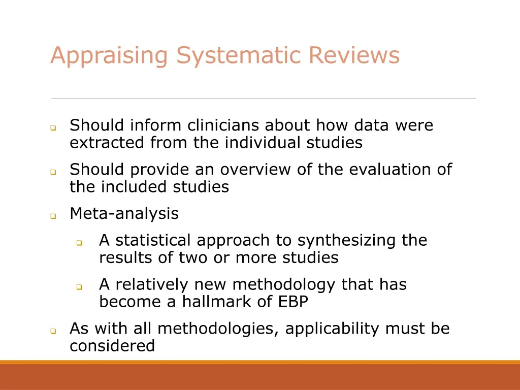 appraising systematic reviews 1