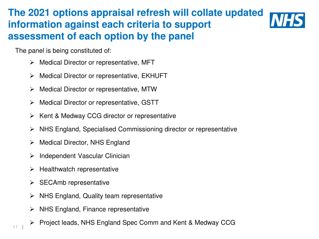 the 2021 options appraisal refresh will collate