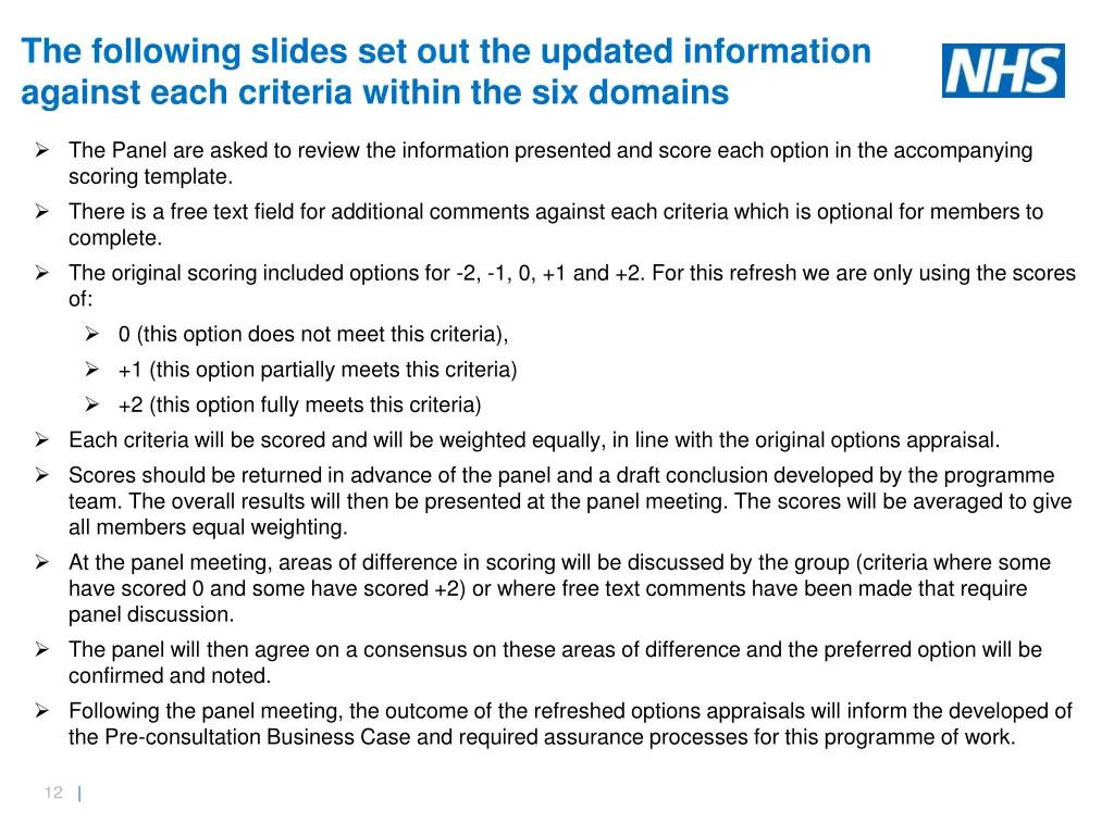 the following slides set out the updated