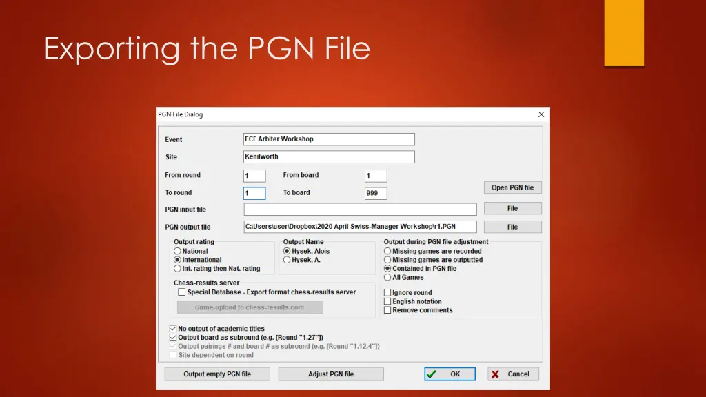 exporting the pgn file 2