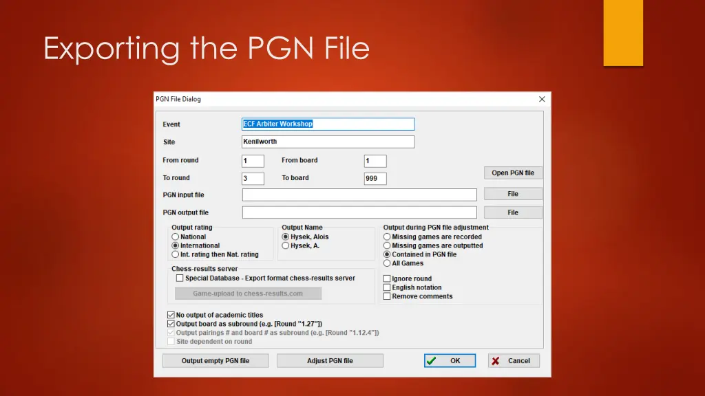 exporting the pgn file