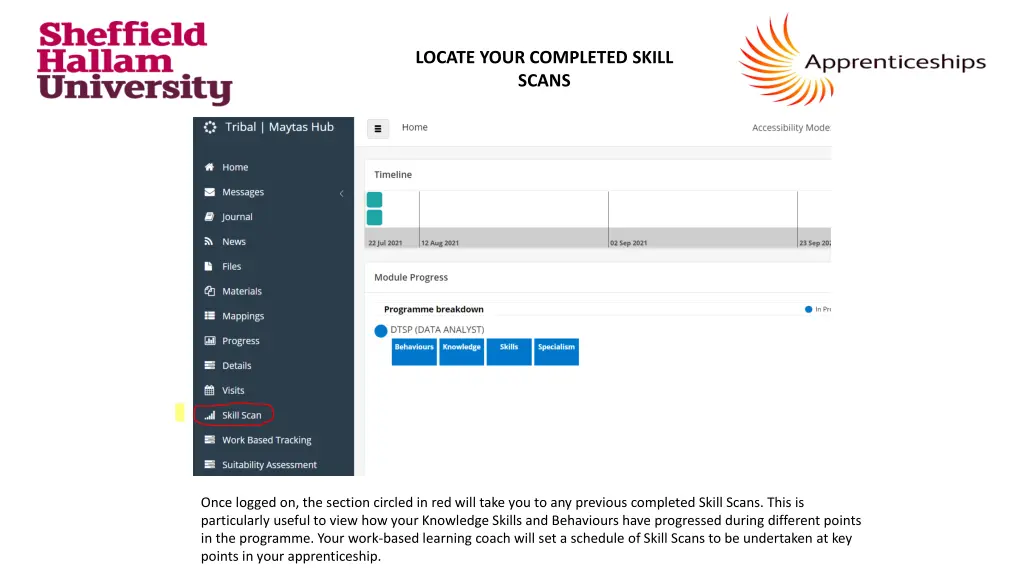 locate your completed skill scans