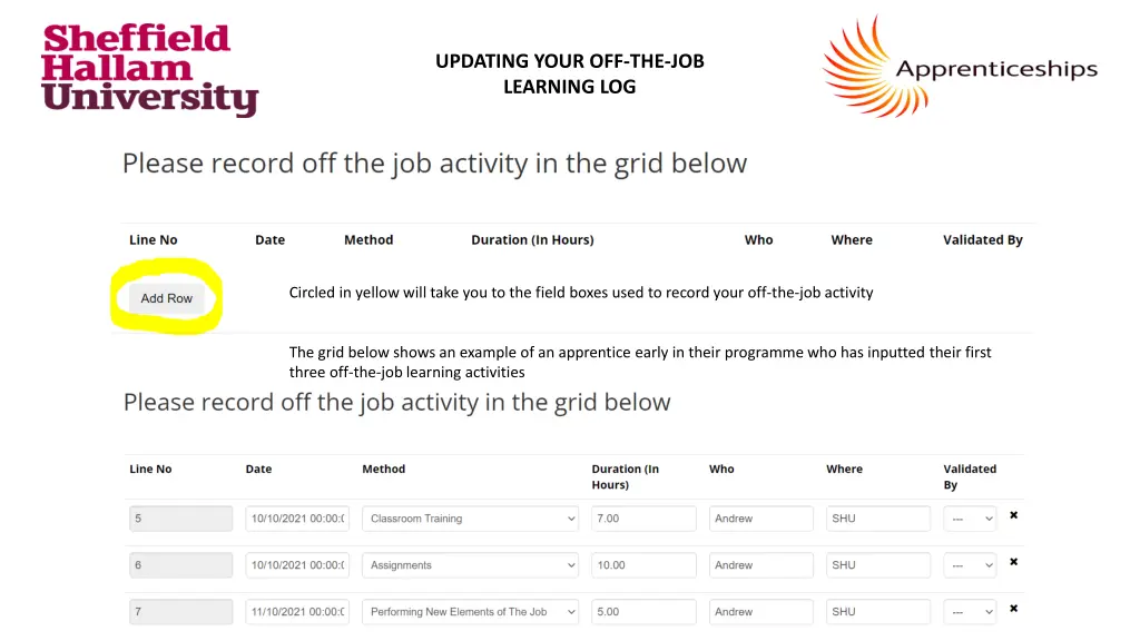 updating your off the job learning log 2