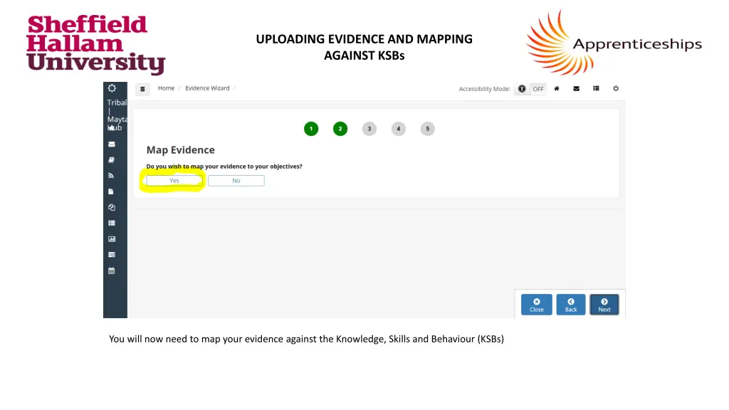 uploading evidence and mapping against ksbs 2