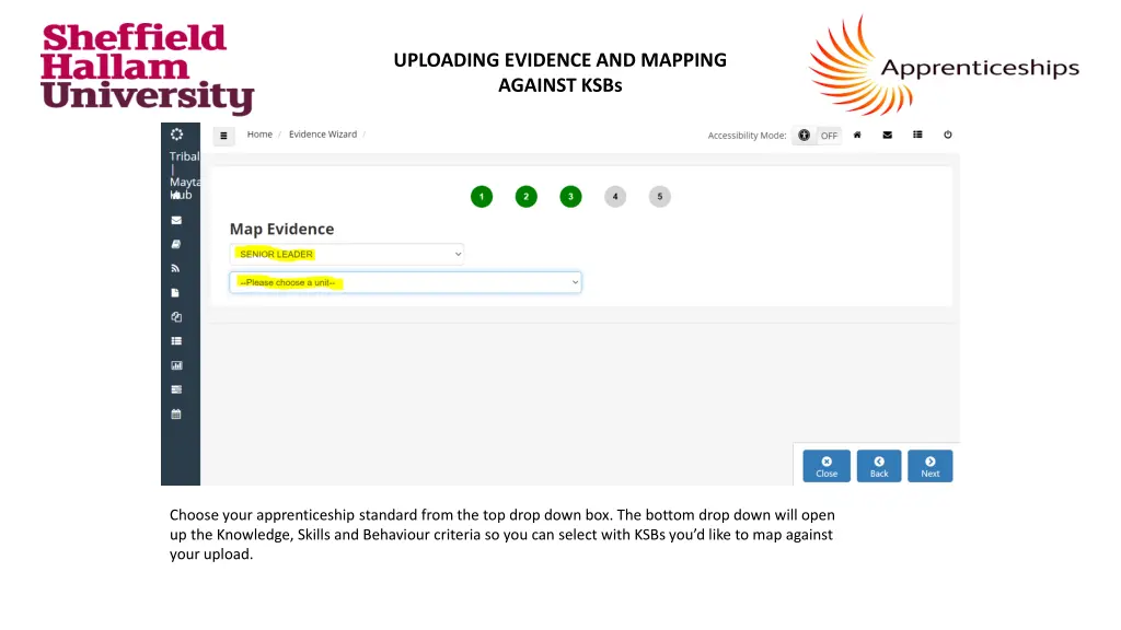 uploading evidence and mapping against ksbs 3