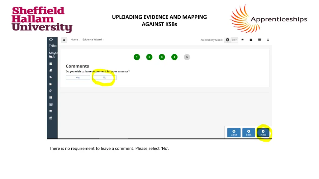 uploading evidence and mapping against ksbs 5