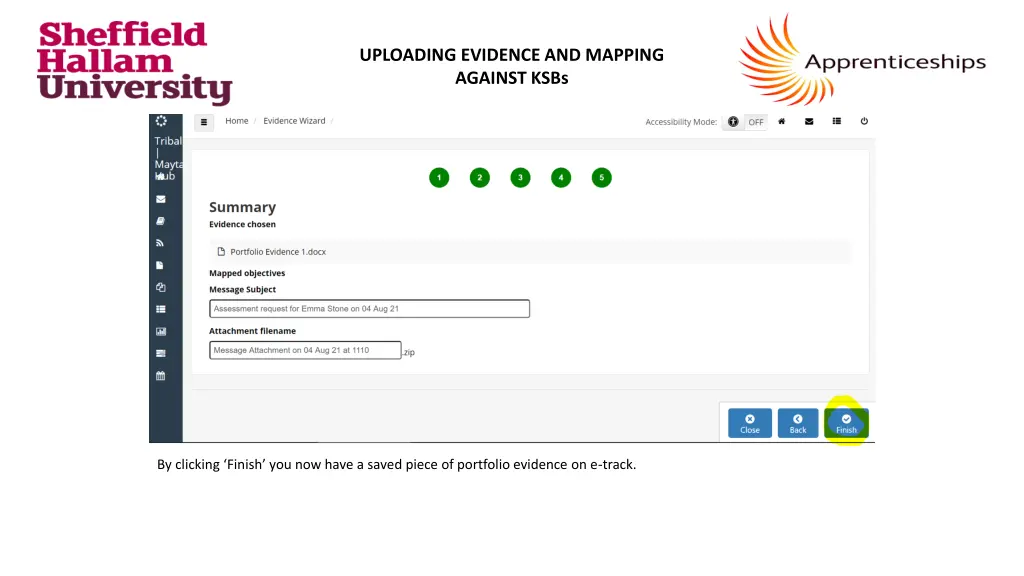 uploading evidence and mapping against ksbs 6