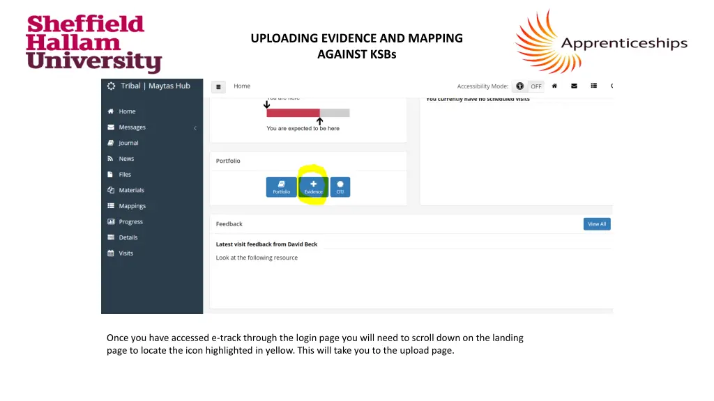 uploading evidence and mapping against ksbs