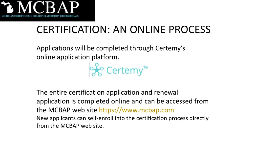 certification an online process