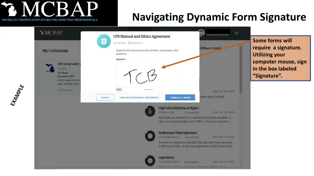 navigating dynamic form signature