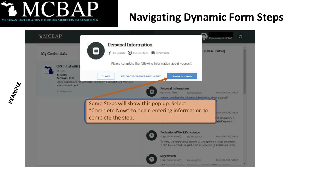 navigating dynamic form steps