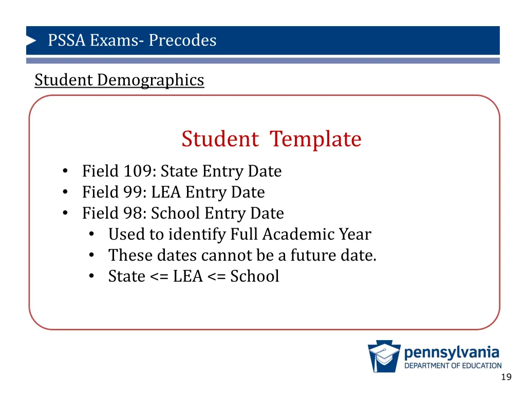 pssa exams precodes 14