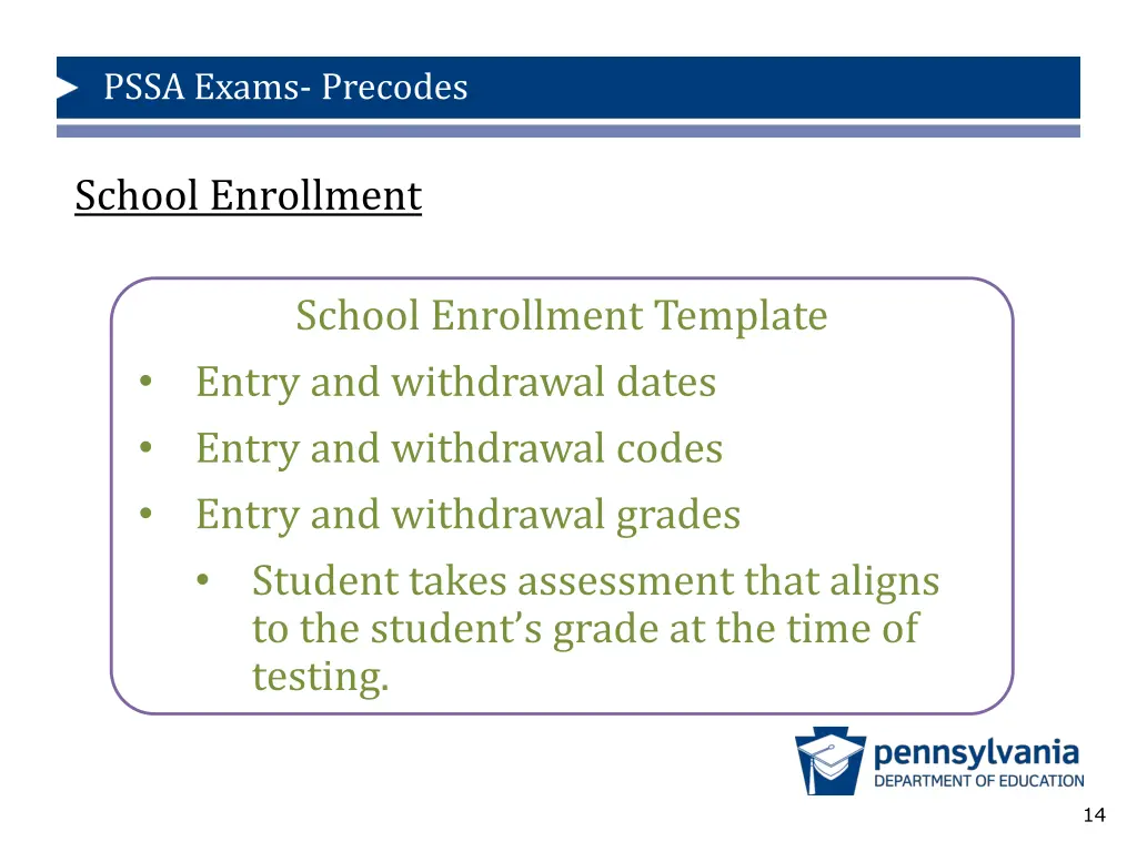 pssa exams precodes 9