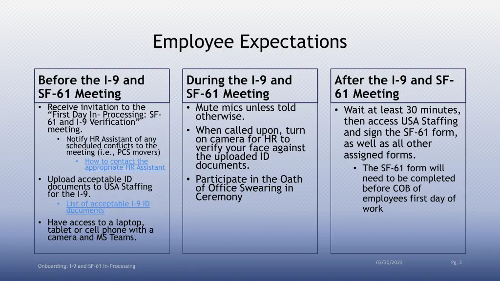 employee expectations