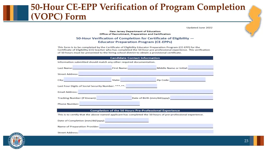 50 hour ce epp verification of program completion