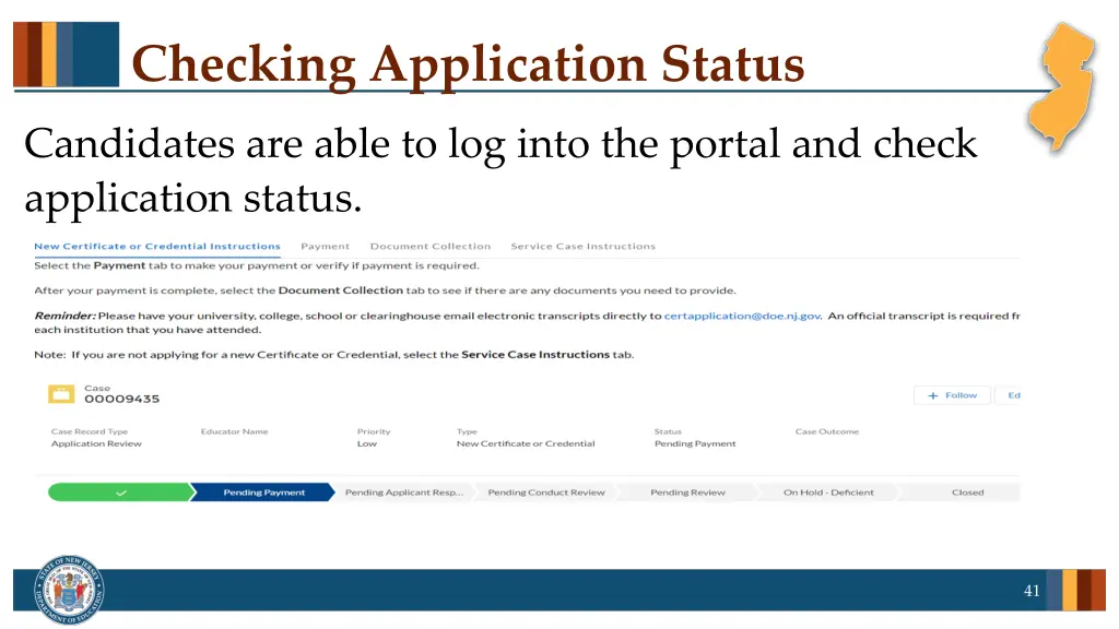 checking application status