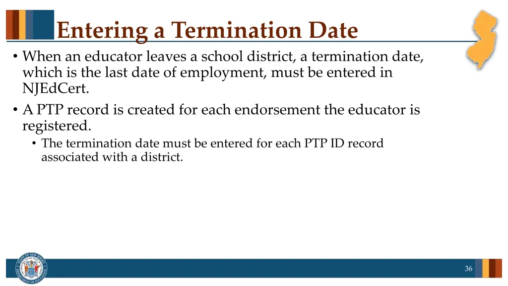 entering a termination date when an educator