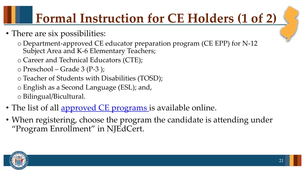 formal instruction for ce holders 1 of 2 there