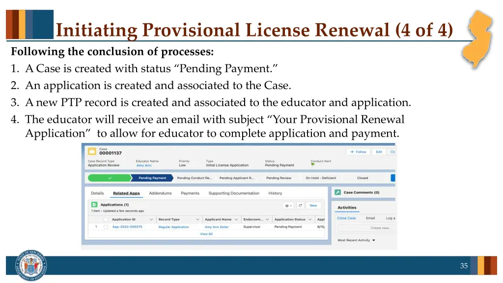 initiating provisional license renewal