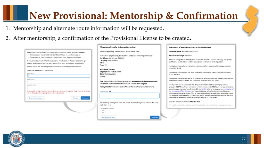 new provisional mentorship confirmation