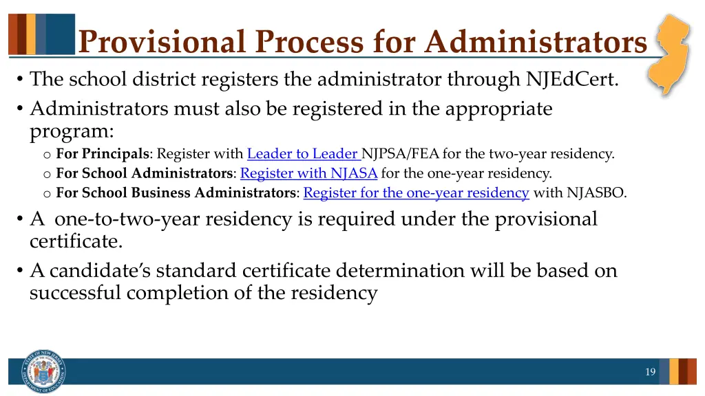 provisional process for administrators the school