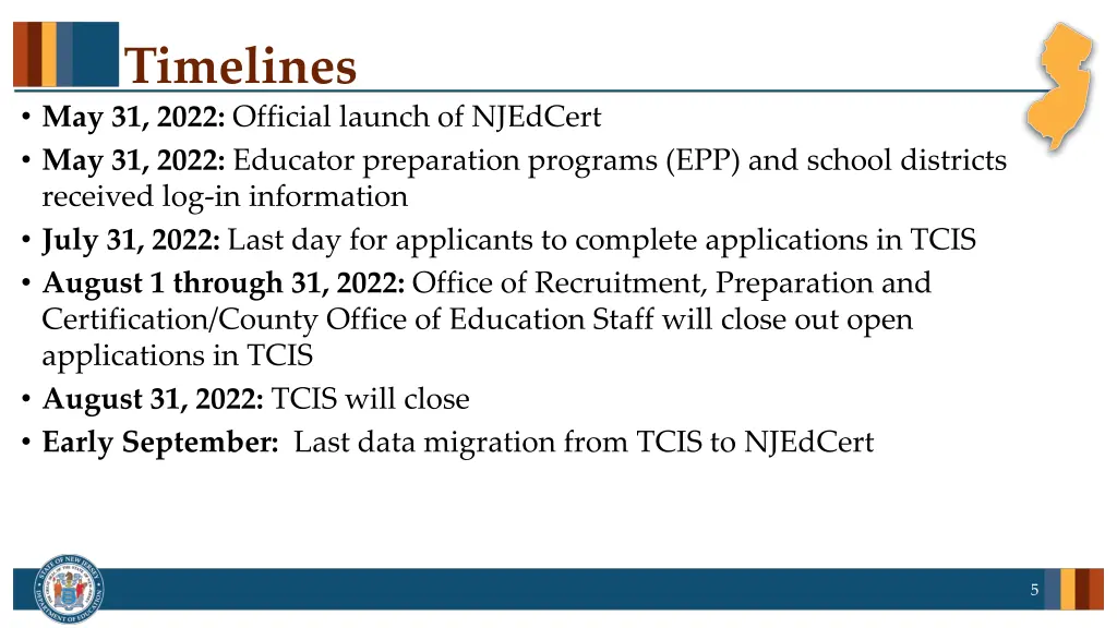 timelines may 31 2022 official launch of njedcert