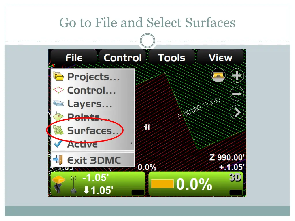 go to file and select surfaces